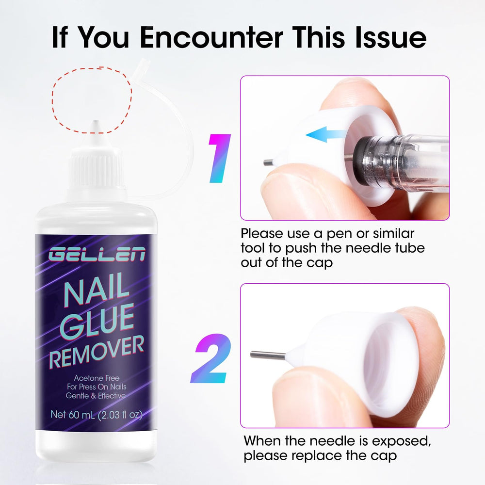 GELLEN soft-touch bottle enables easy, mess-free glue removal.