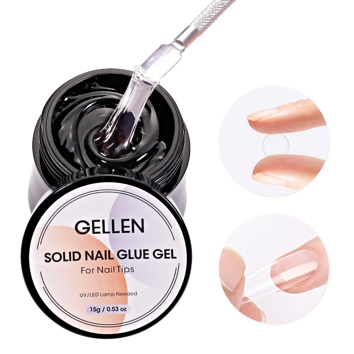 GELLEN solid nail glue bottle close-up showing strong hold for DIY nails.