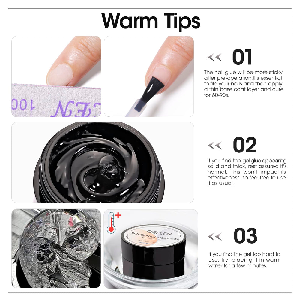 GELLEN crystal-clear formula emphasizes natural look and skin-safe use.