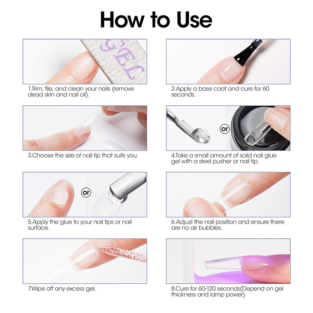 GELLEN solid nail glue gel curing time indicator shows 60 seconds
