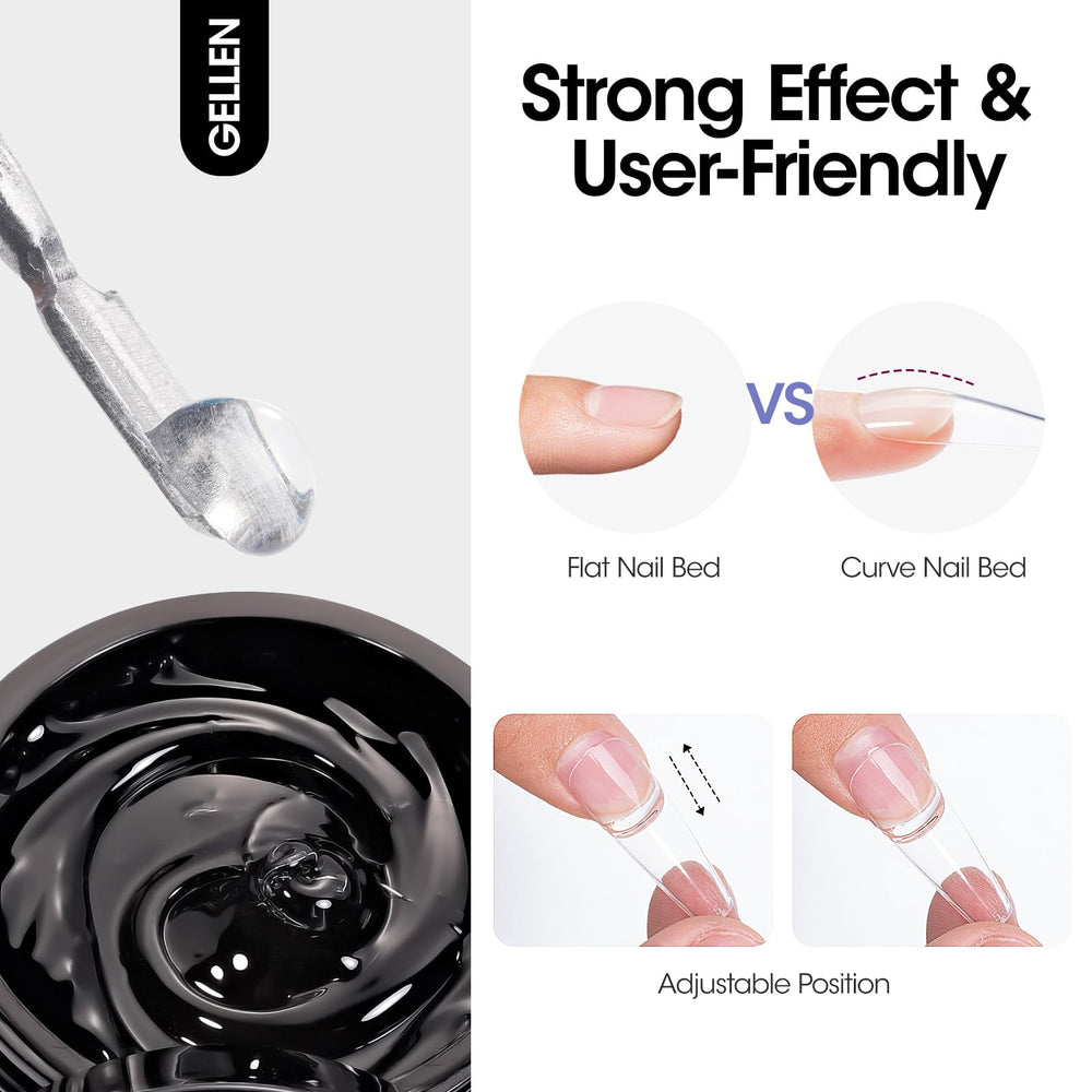 GELLEN solid nail glue gel close-up revealing non-sticky, flexible hold