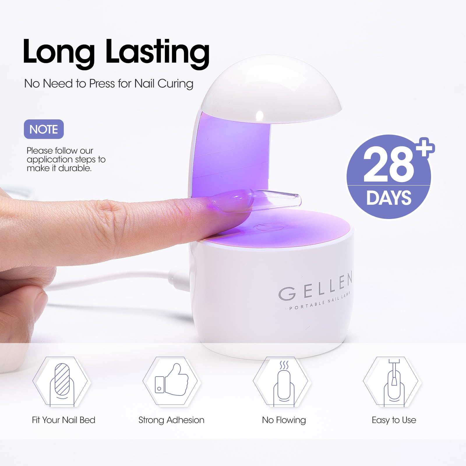 GELLEN solid nail glue remover in-use depicts fast removal steps