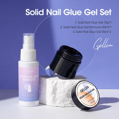 GELLEN solid nail glue remover bottle showing acetone-free cleanup