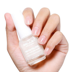 GELLEN tinted milky white ridge filler bottle showing natural look and nail protection