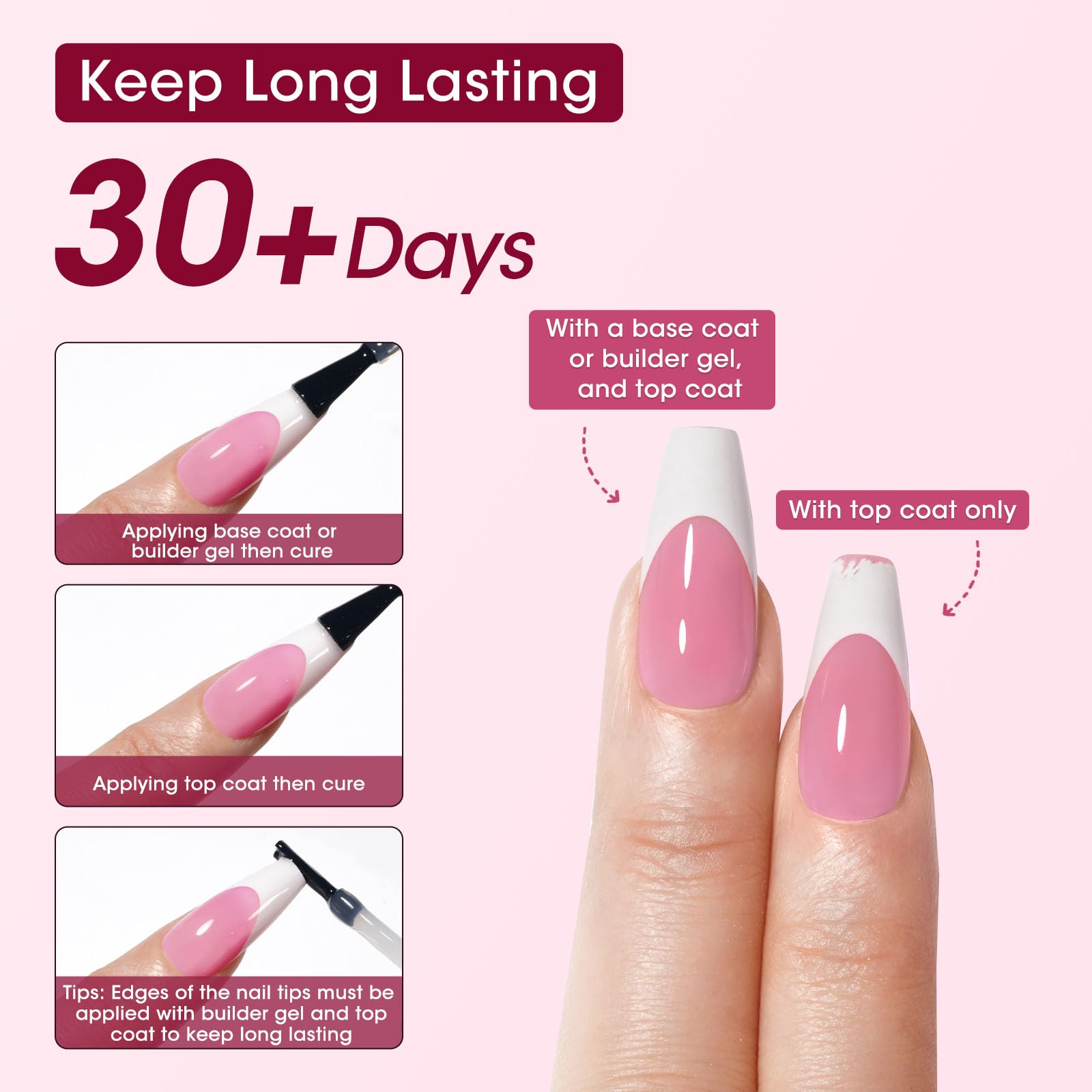 GELLEN tips application with glue and base coat for quick results