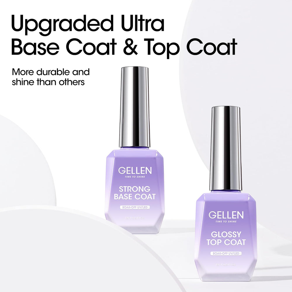 GELLEN top coat 18ml bottle provides mirror gloss and durable wear.