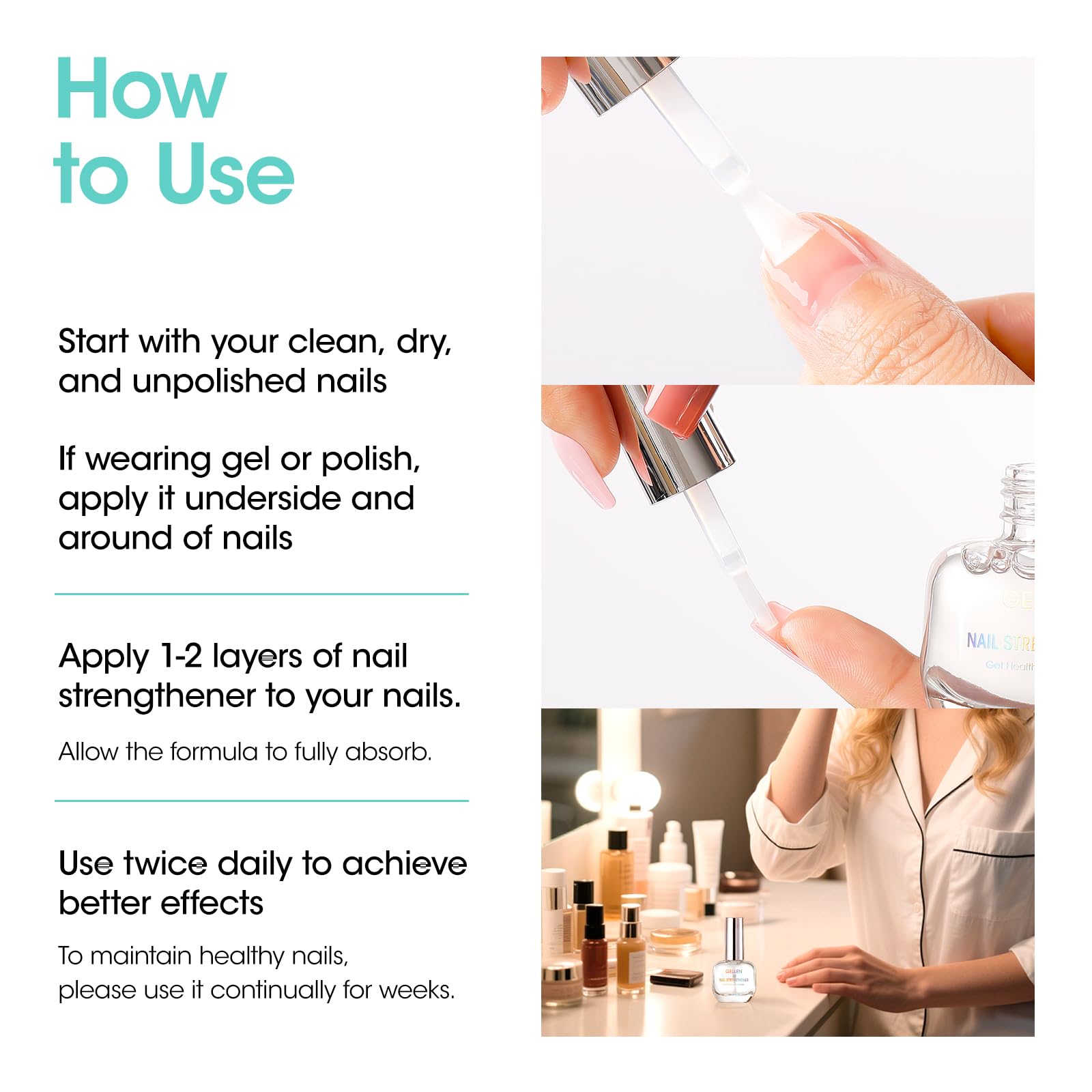 GELLEN Unscent Nail Strengthener after gel polish removal eases repair