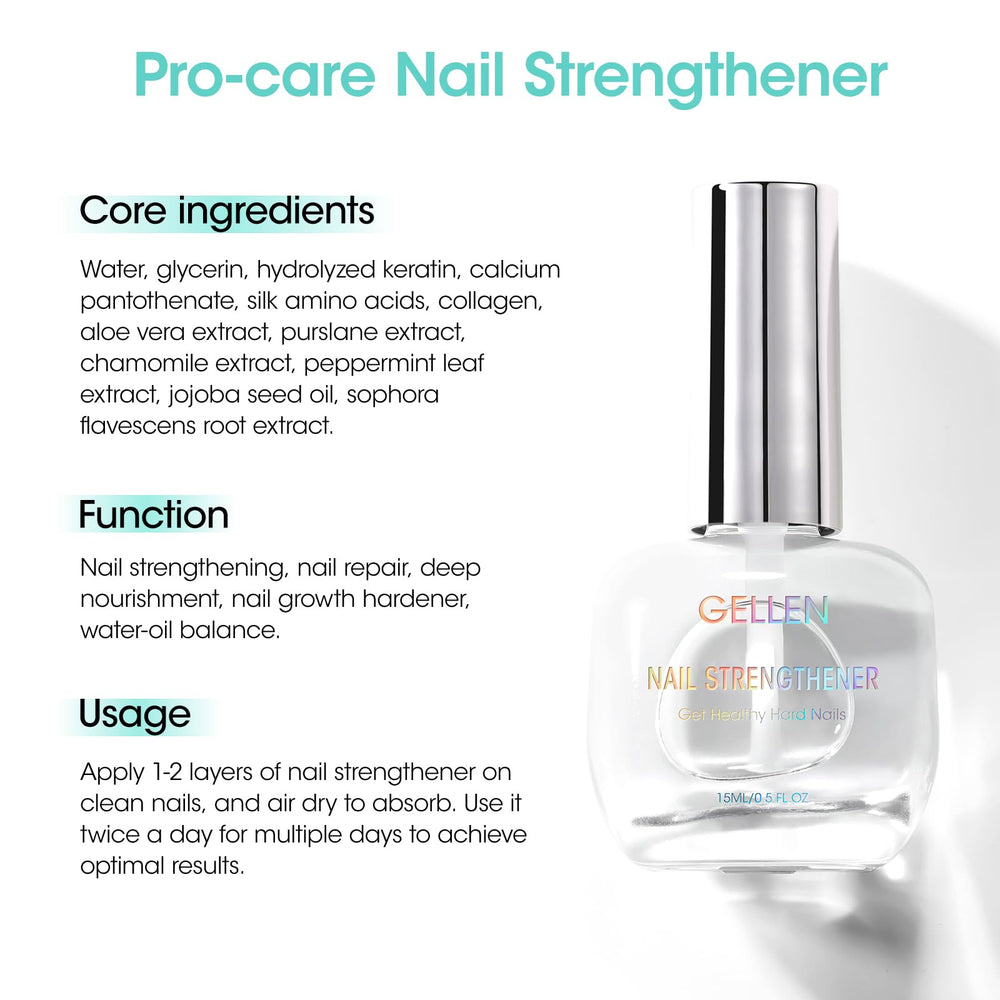 GELLEN Unscent Nail Strengthener brush applying clear coat on damaged nails
