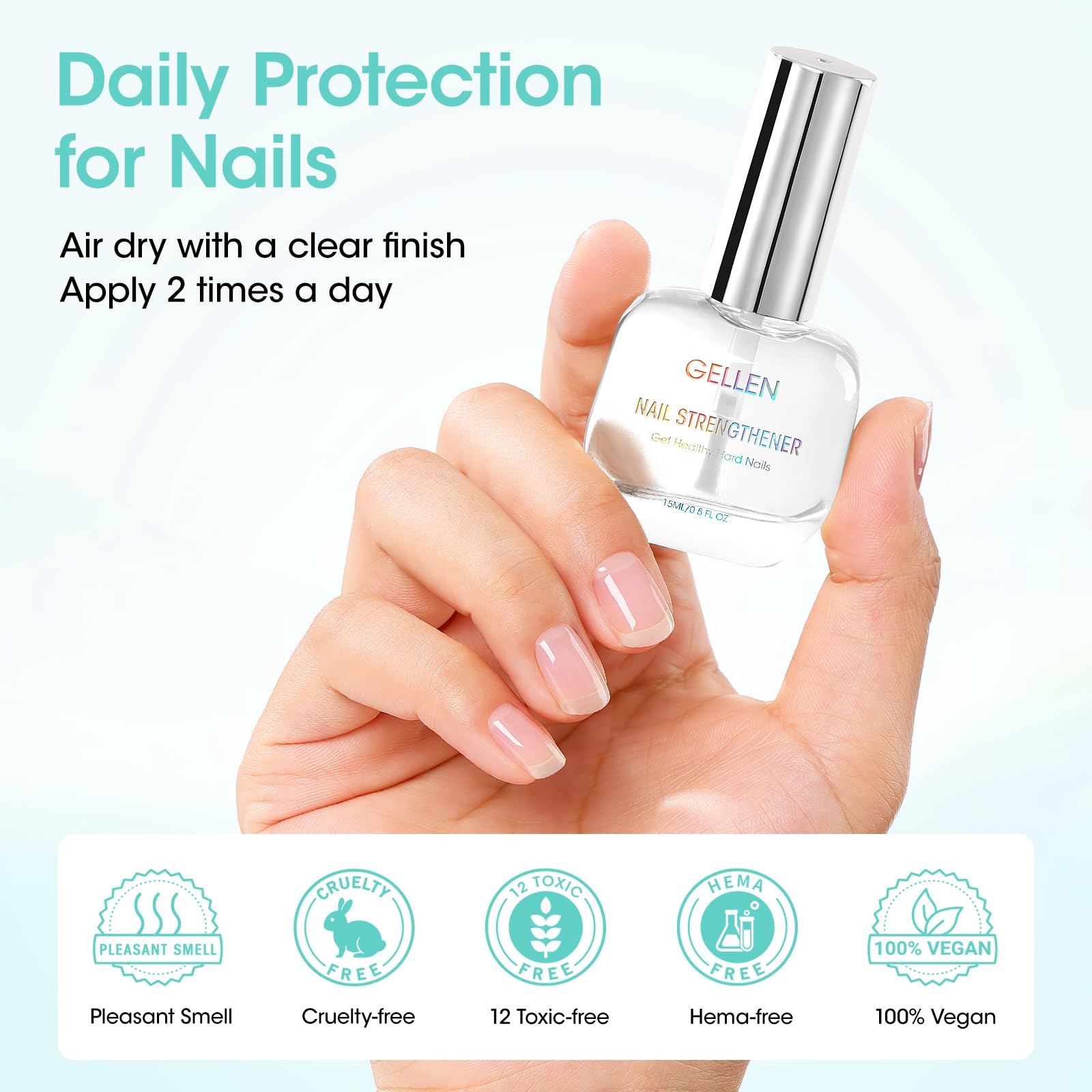 GELLEN Unscent Nail Strengthener protective formula on nail bed