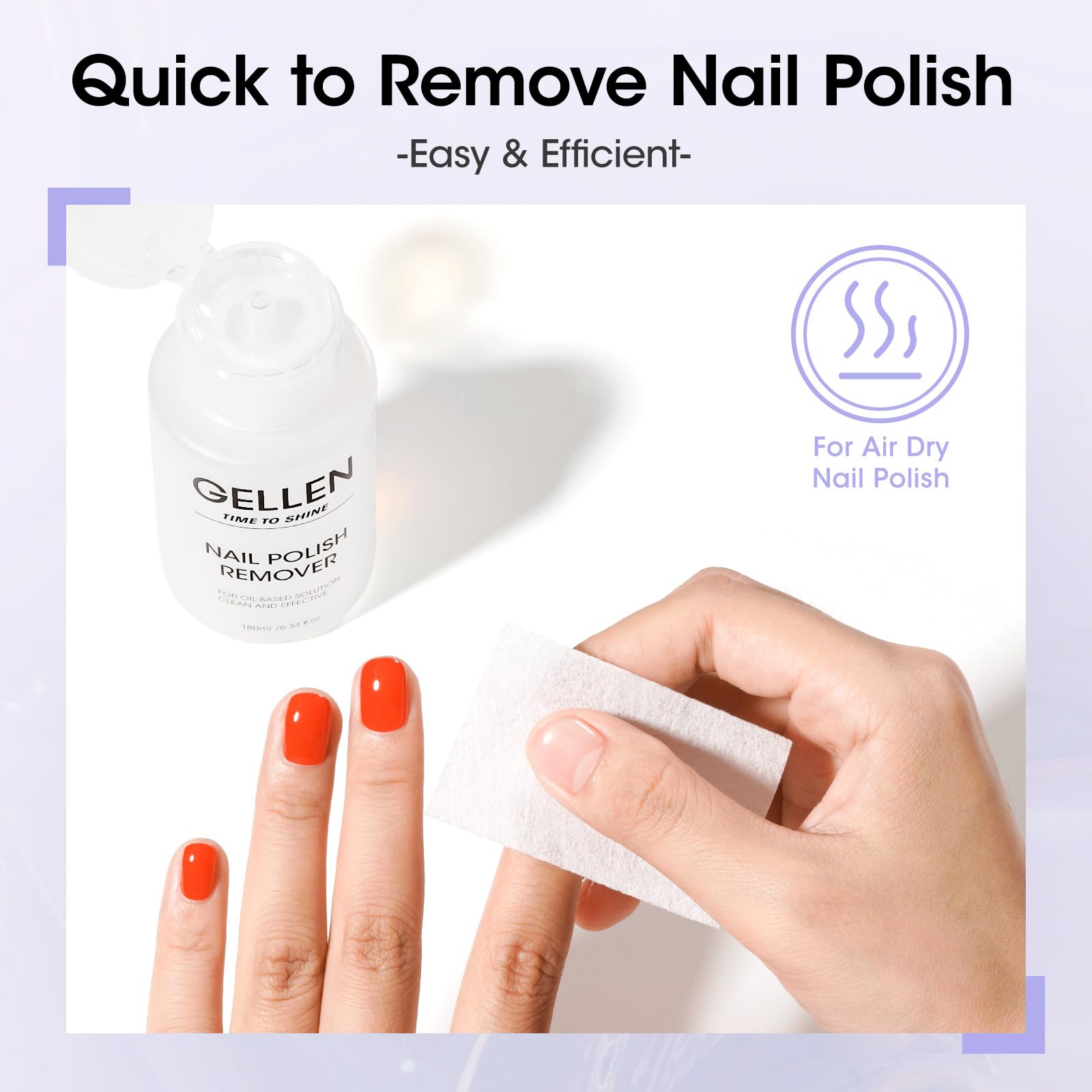 GELLEN usage guide showing cotton pad application for polish removal.