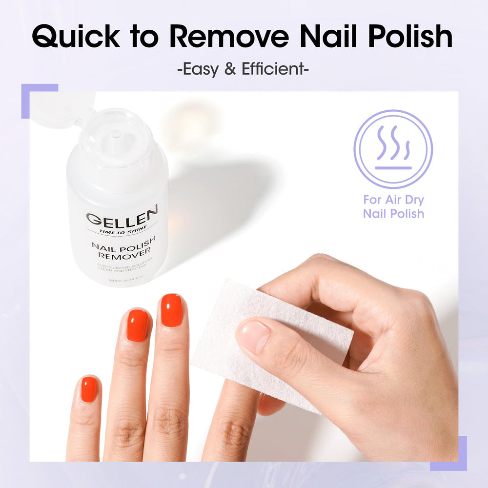 GELLEN usage guide showing cotton pad application for polish removal.