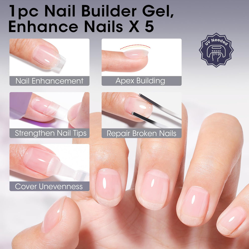 Gellen UV/LED curing gel provides fast set and durable finish.