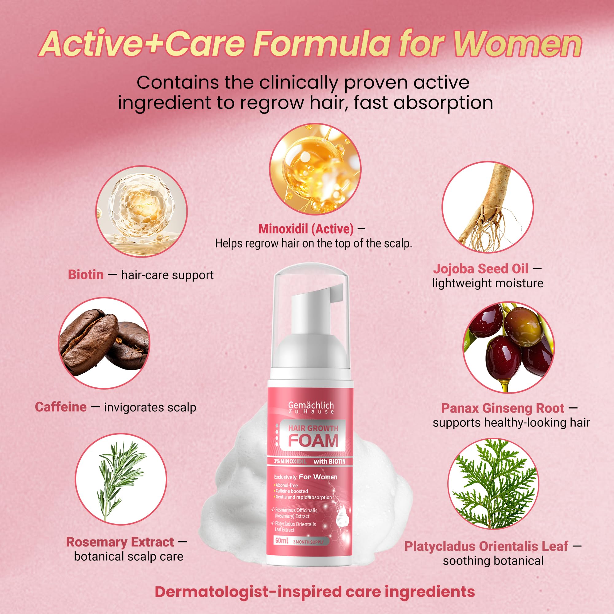 Gemächlich Zu Hause Minoxidil foam with Biotin and rosemary nourishes scalp
