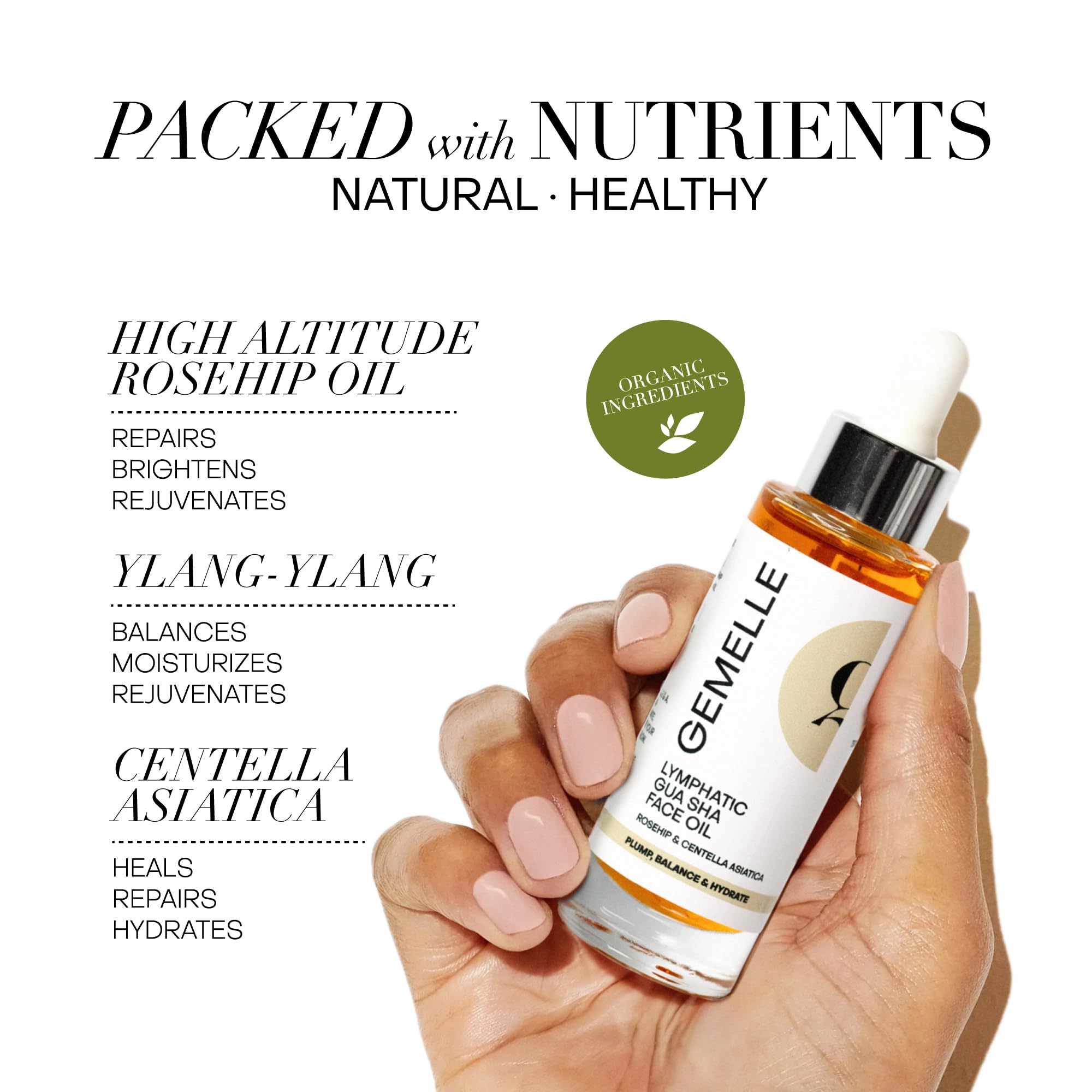 GEMELLE Bakuchiol plant-based retinol alternative emphasizing renewal without heaviness.