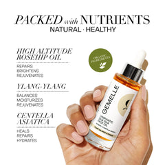 GEMELLE Bakuchiol plant-based retinol alternative emphasizing renewal without heaviness.