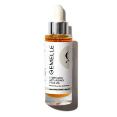 Gemelle Lymphatic Oil bottle—luxurious botanical moisturizer for daily facial hydration.