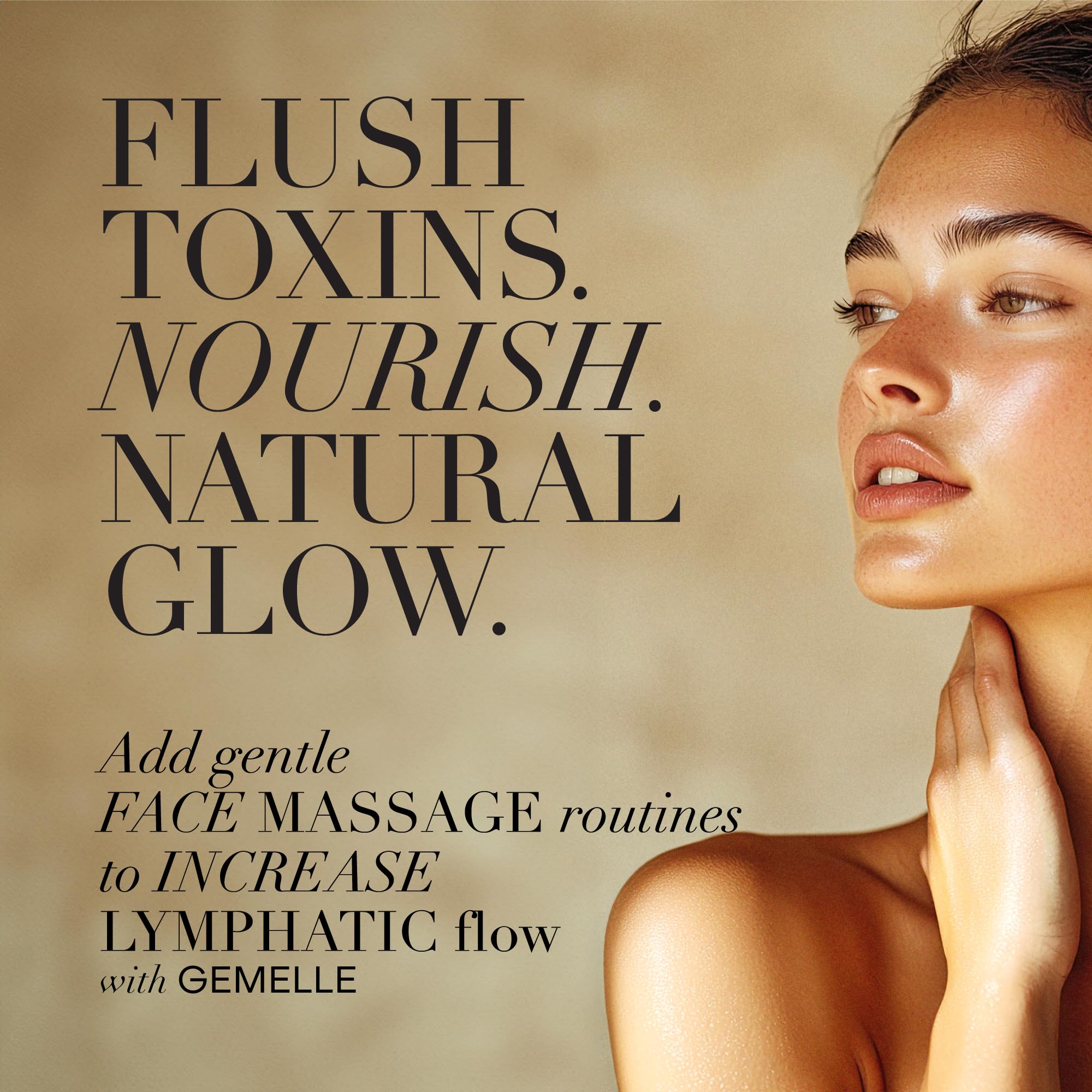 Gemelle Lymphatic Oil close-up—rich texture ready for massage routines.