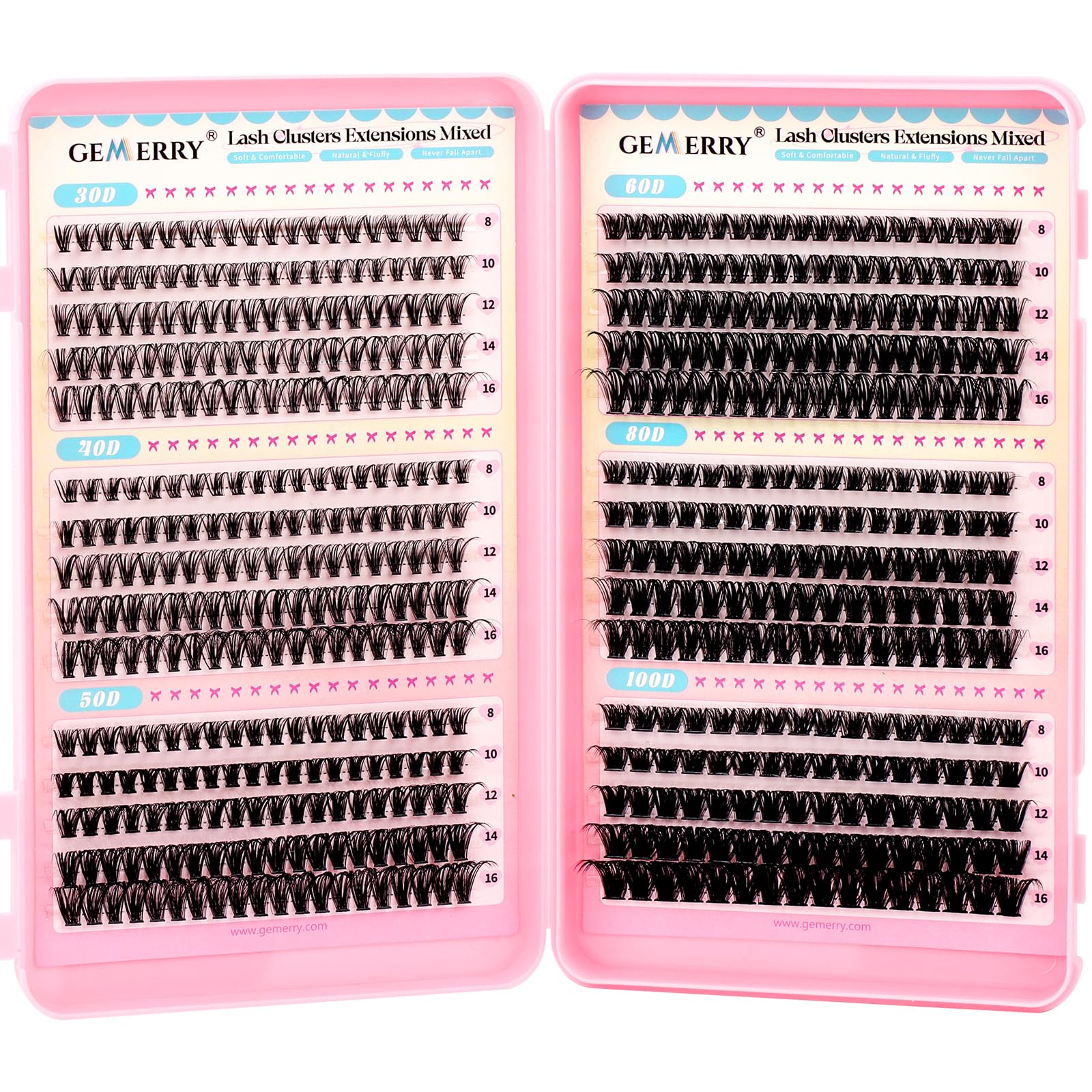 GEMERRY lash clusters 30D natural look for daily wear.