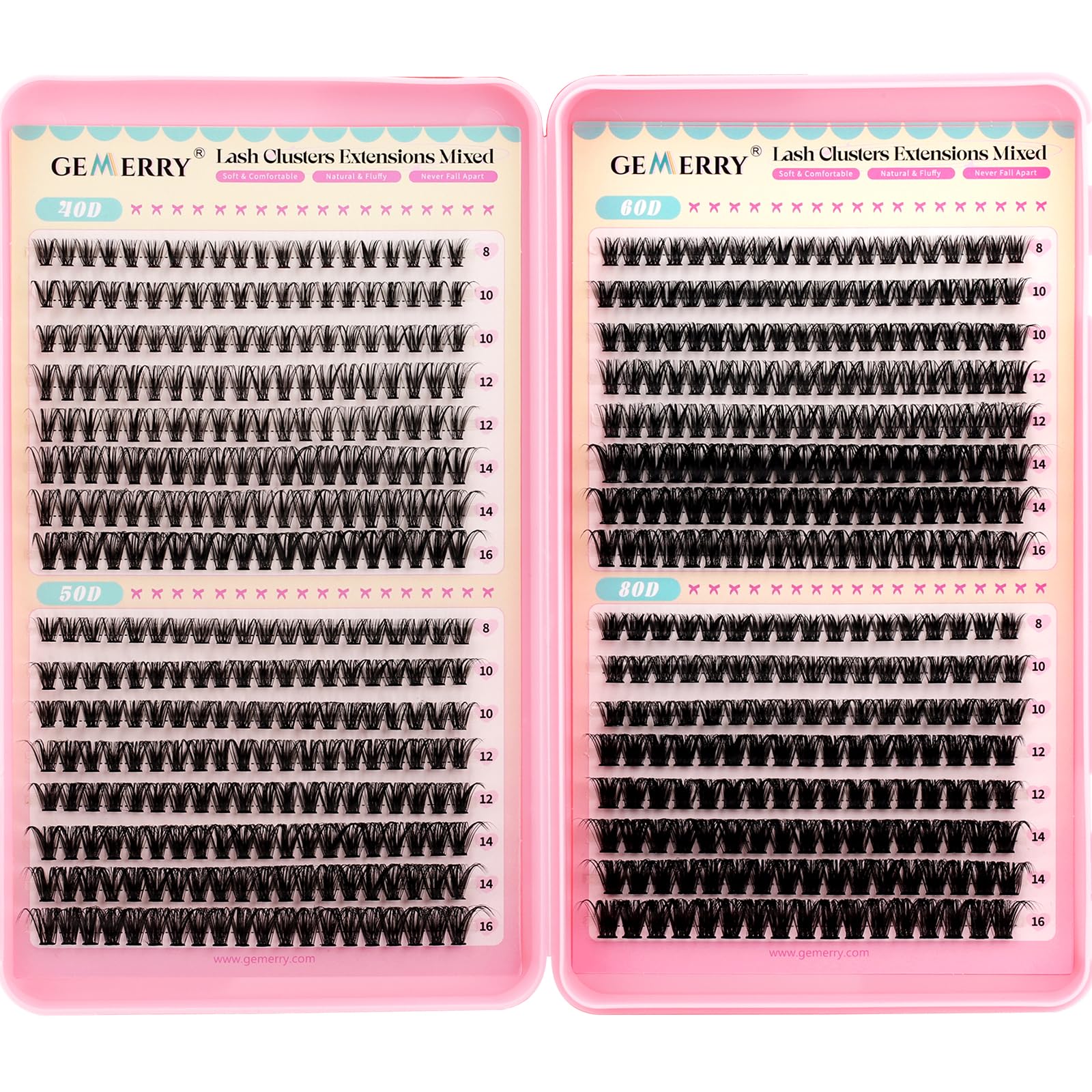 GEMERRY Lash Clusters 40D for a light, natural look at home.