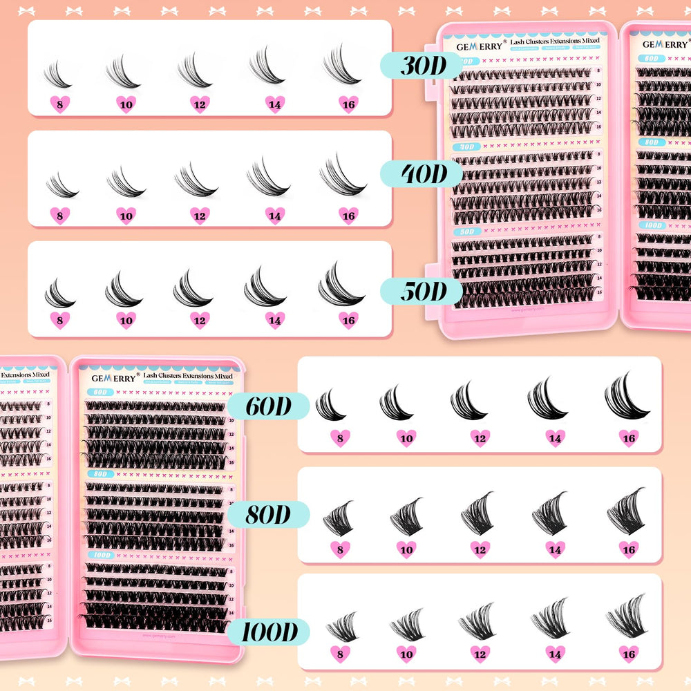 GEMERRY lash clusters 60D full-volume flutter for evening looks.