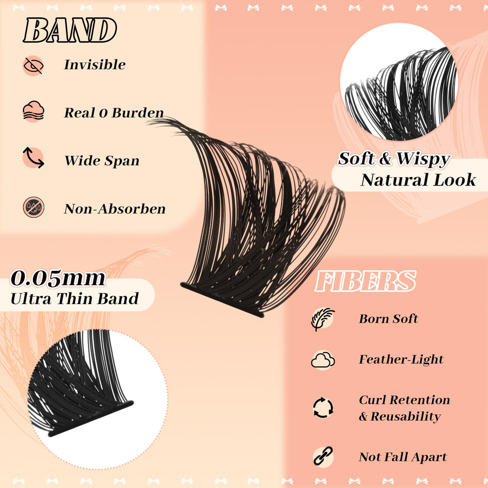 GEMERRY Lash Clusters lengths 8-16mm mix adapts to eye shape.