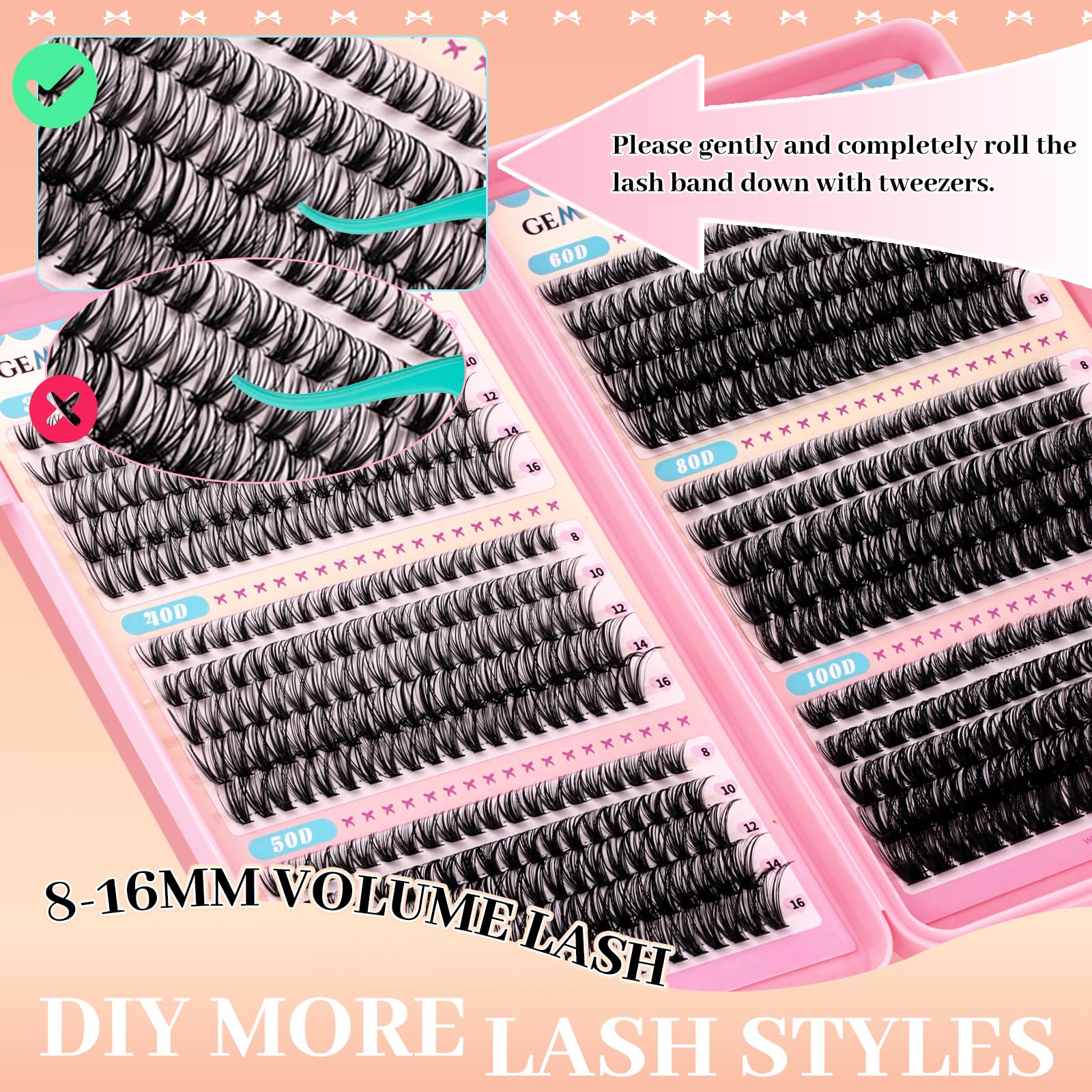 GEMERRY lash clusters multi-length mix for blended, natural glam.