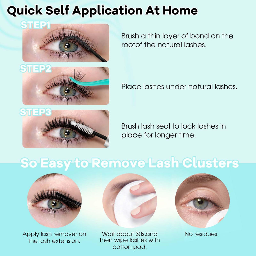GEMERRY waterproof lash clusters; maintain curl through workouts and weather.