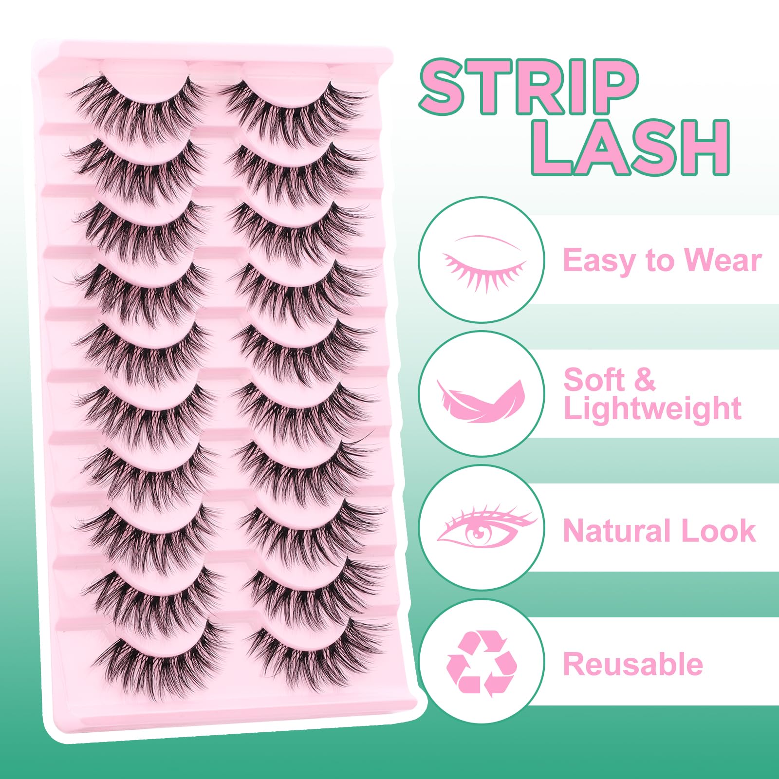 GEMERRY wispy strip lashes provide voluminous definition.