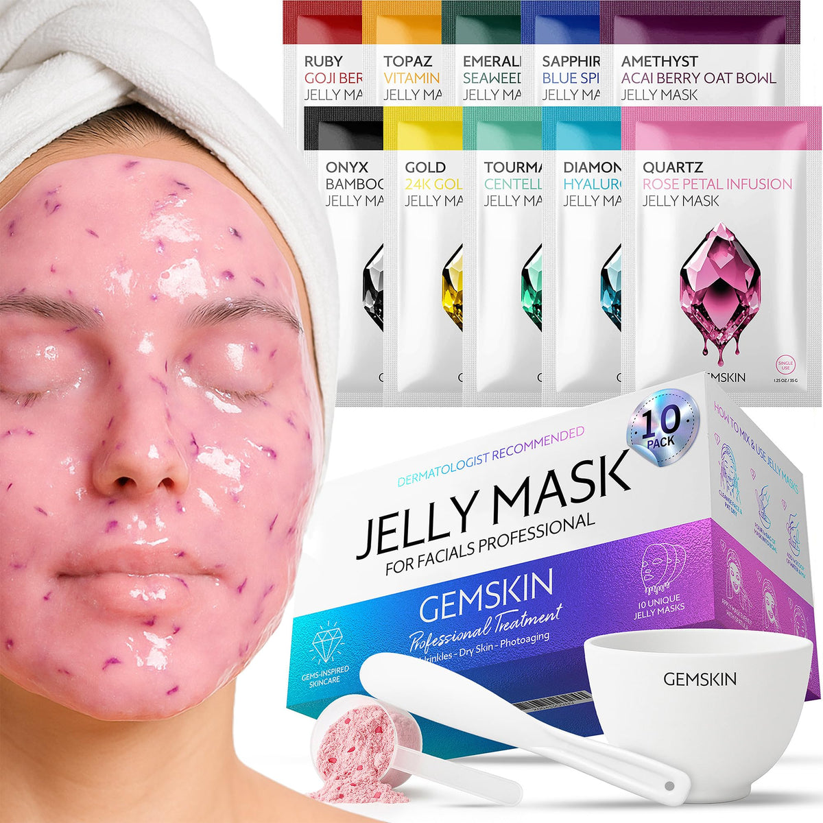 GEMSKIN jelly-mask facial peel-off pack delivers spa-like at-home radiance.