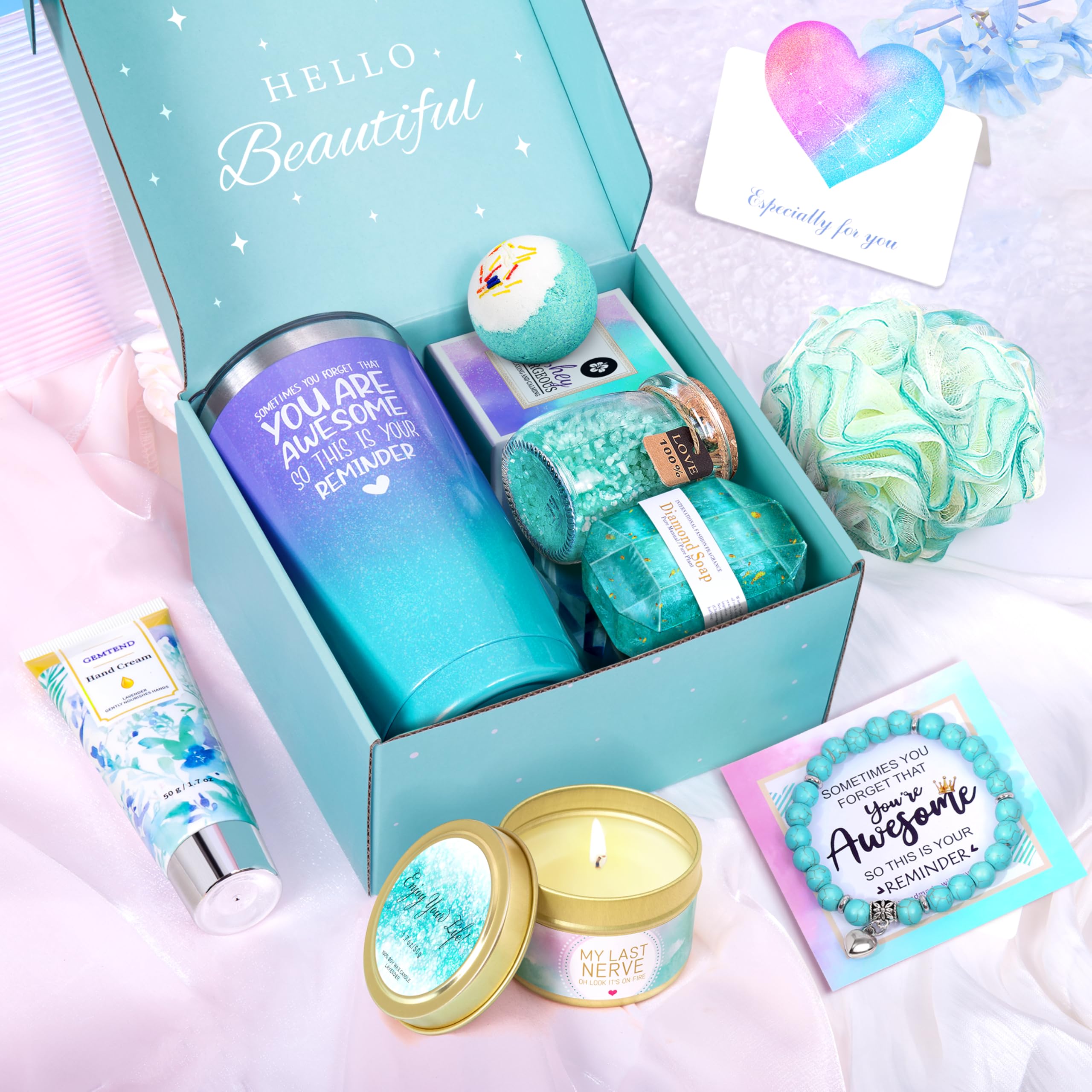 GEMTEND spa set with candle and soap for a soothing at-home pampering session.