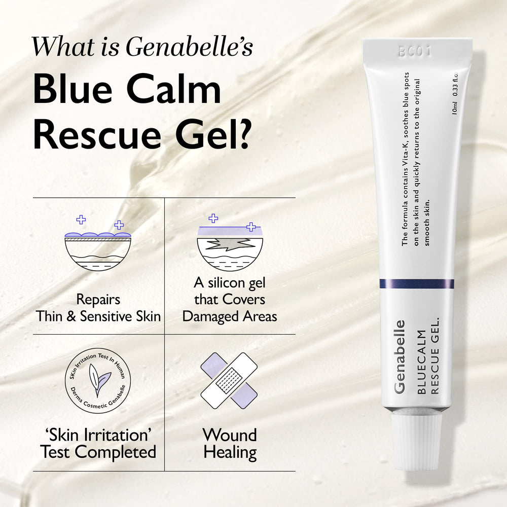 Genabelle Vita-K Rescue Gel packaging emphasizes clean lines and trust for post-procedure care