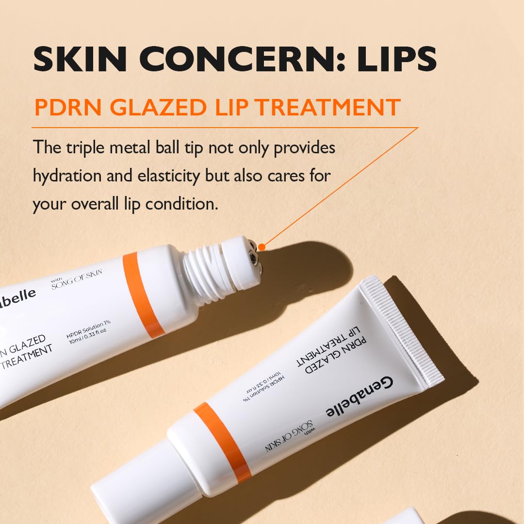 Genabelle packaging with cap twist for secure use of PDRN Glazed Lip Treatment.