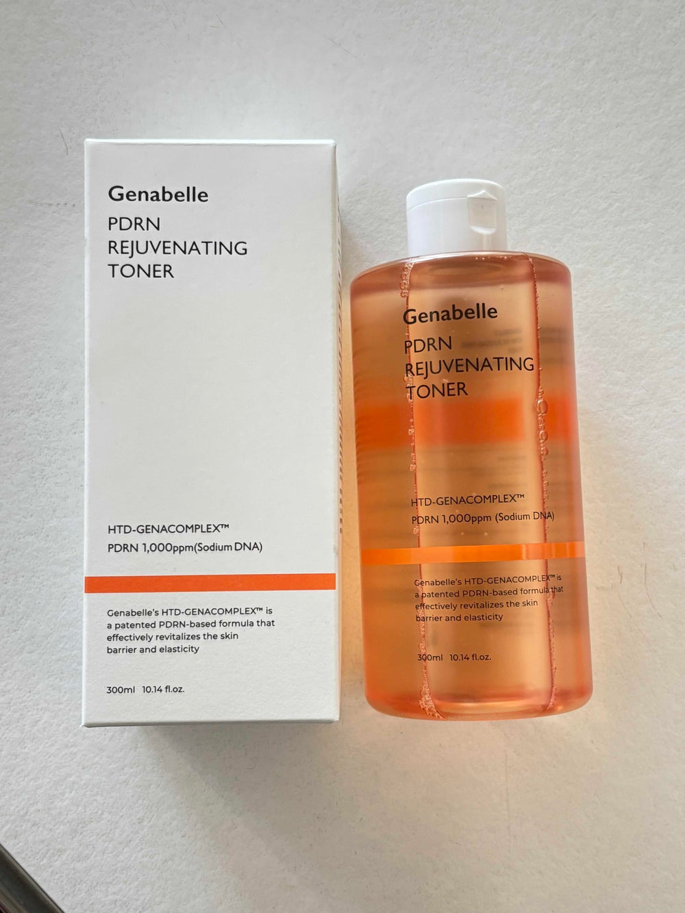 Genabelle PDRN Rejuvenating Toner bottle on shelf conveys premium routine