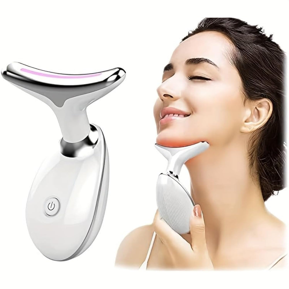 Generic 7-Color LED Facial Massager in glossy white, front view for spa-like glow.