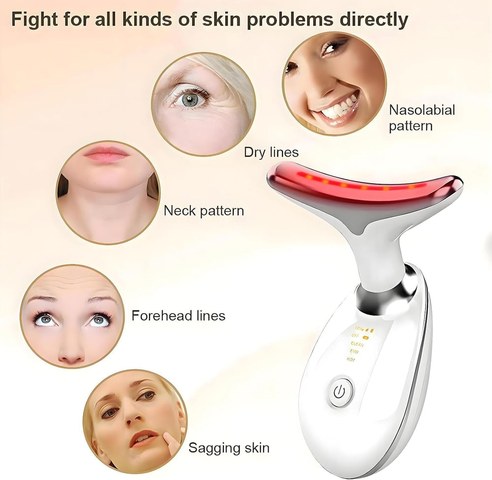 7-color LEDs display therapy for skin brightness and texture.