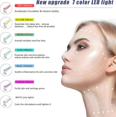 Generic 7-Color LED Facial Massager charging via USB-C port.