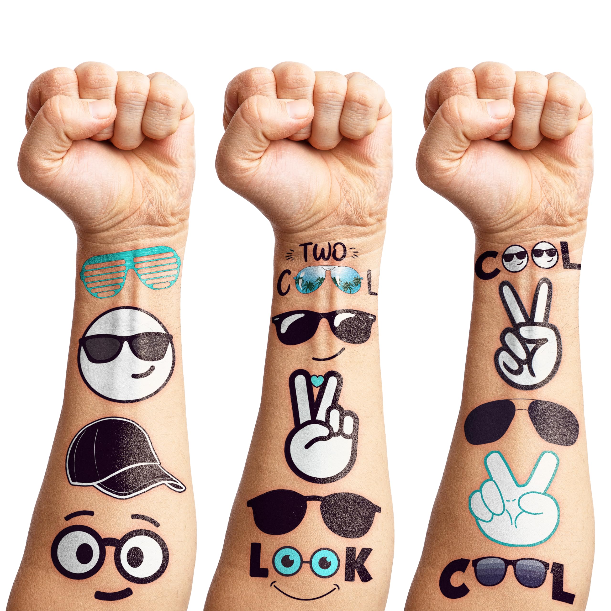 Generic Two Cool tattoos work on skin or smooth surfaces like cups