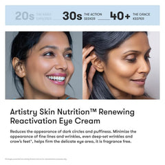 Generic Artstry eye cream applied under-eye shows hydrated, refreshed appearance.
