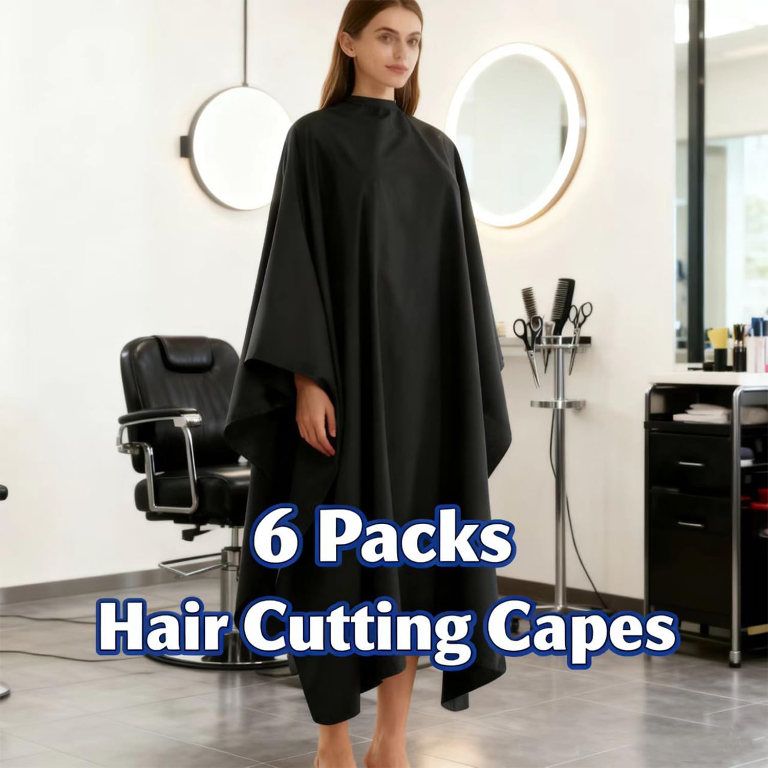 Generic Barber Cape in black color keeps outfits protected during messy routines.