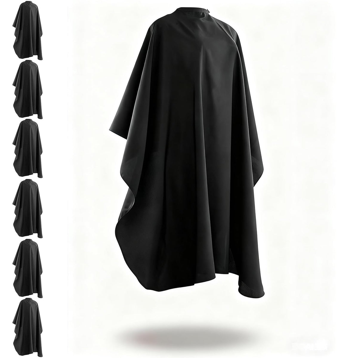 Generic Barber Cape waterproof with snap closure shields clients during haircuts.