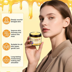 Generic Bee Venom Skin Restoration Cream front of jar improves absorption upon application.