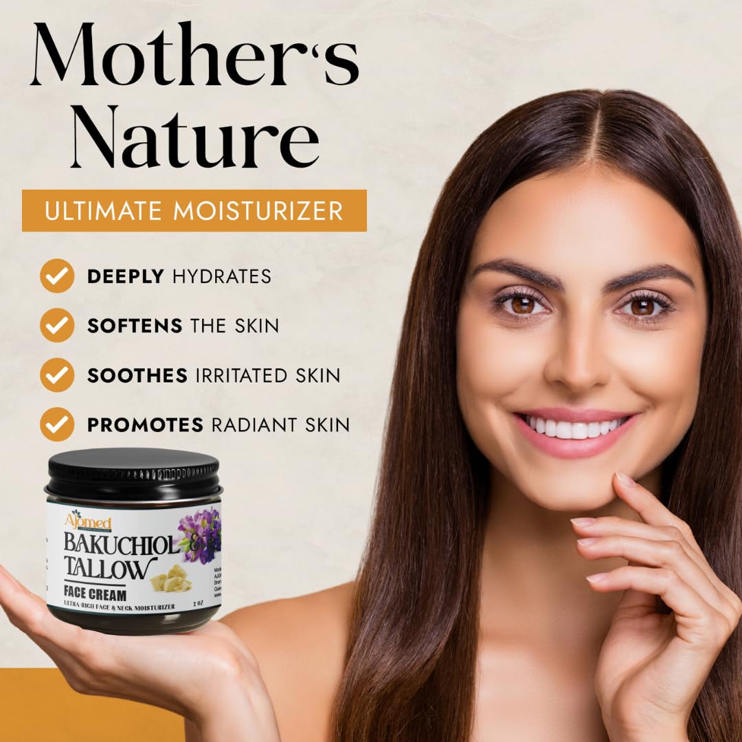 Generic beef tallow face cream jar highlights creamy texture and rapid absorption for sensitive skin.