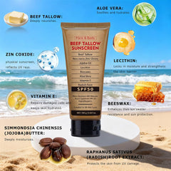 Generic Beef Tallow Sunscreen application demonstrates quick, non-greasy absorption on skin