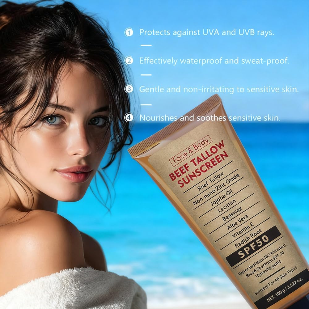 Generic Beef Tallow Sunscreen made from grass-fed tallow protects skin