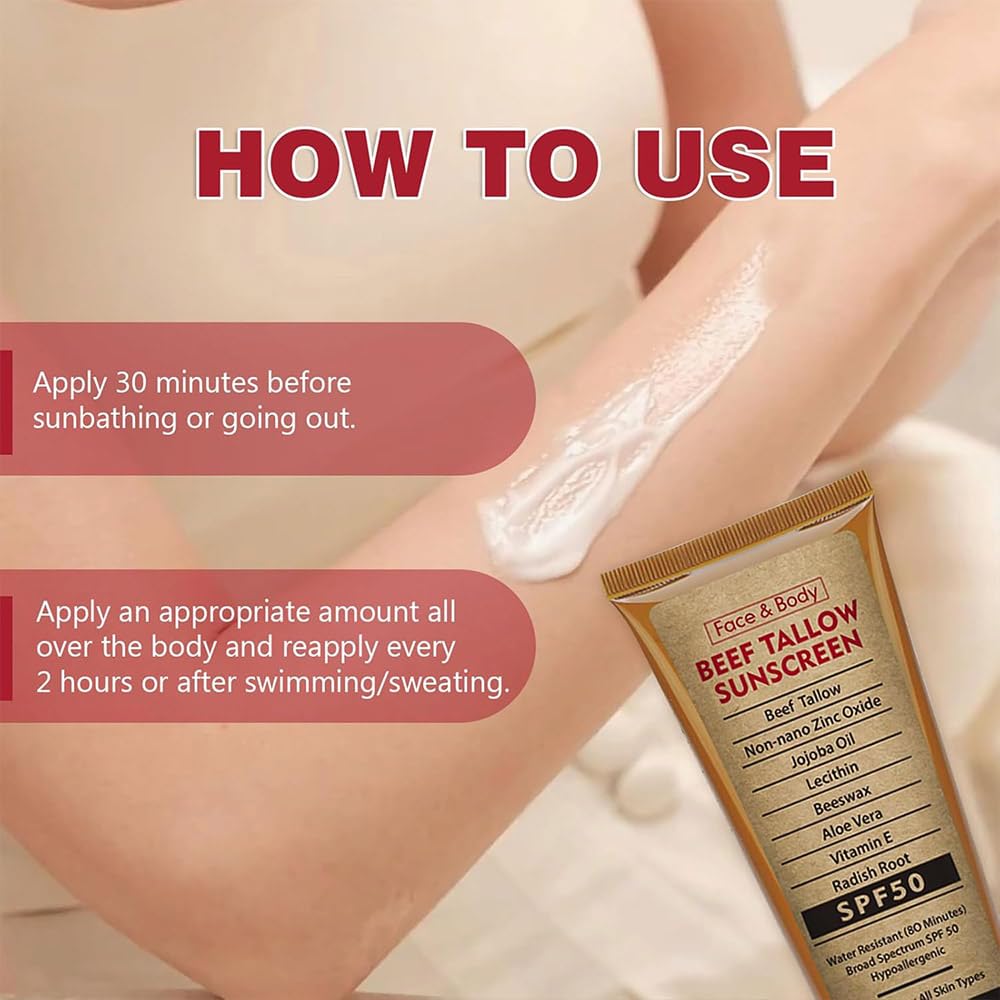 Generic Beef Tallow Sunscreen ingredients include vitamins A, D, E