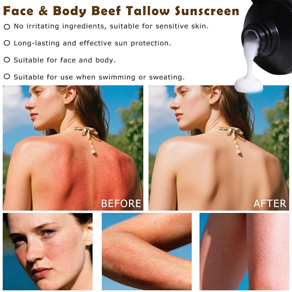 Generic Beef Tallow Sunscreen SPF 50 label highlights natural mineral protection