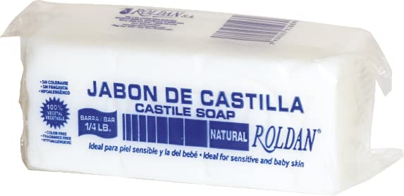 Generic Castile Roldan soap packaging, gentle cleanse for sensitive skin.