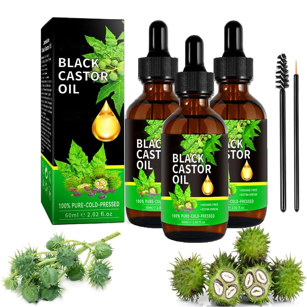 Generic 100% Organic Castor Oil bottle front demonstrates a premium hair and skin care solution.