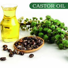 Castor oil applied to hair suggests growth support and added shine.