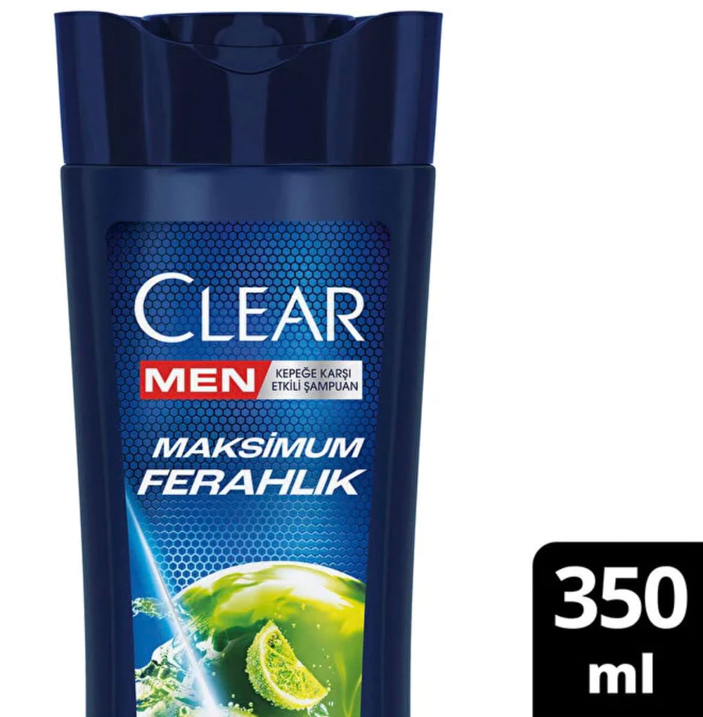 Generic Clear Men lemon extract shampoo bottle closeup emphasizes lightweight cleansing for oily scalps